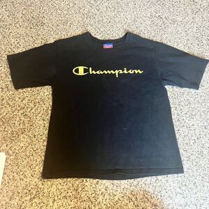 Champion T-Shirt Graphic‎ Print Crew Neck Short Sleeve Tee Black Small